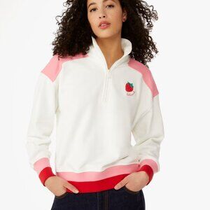 Kate Spade Strawberry Quarter Zip Pullover